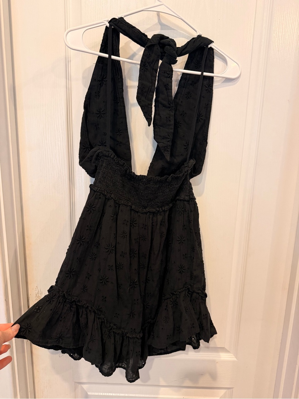 Black Eyelet Halter Dress - Picture 2 of 2